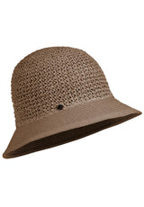 Damen Fischerhut gehäkelter Papierhut - Taupe