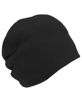 Woll-Beanie, hinten gerafft in uni Schwarz