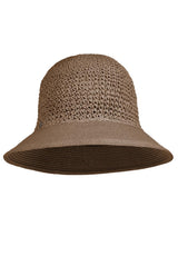 Damen Fischerhut gehäkelter Papierhut - Taupe